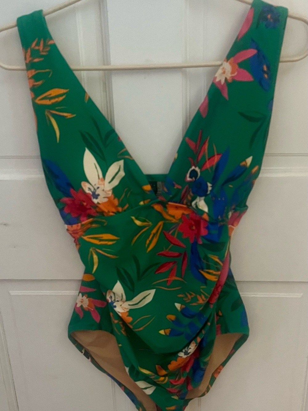 J. Crew green floral one piece suit